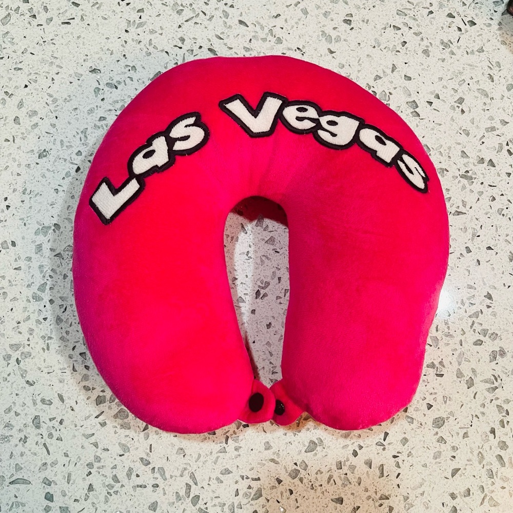 Las Vegas Hot Pink Airplane Neck Pillow with Snap